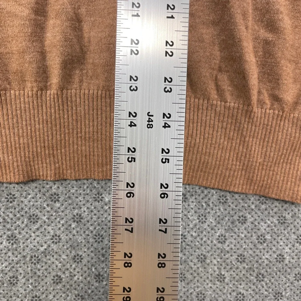 Banana Republic Mens M Extra Fine Merino Wool V-Neck Sweater Camel Brown